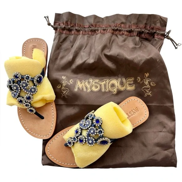 Mystique Boutique Boca Raton  Blue Beaded Sandals, brand new, never worn - Picture 14 of 16